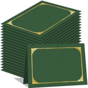HAUTOCO 50 Pack Certificate Holders, Green Diploma Folders Certificate Covers with Gold Foil Border for Letter Size 8.5x11 Cardstock, Award, Document, Graduation