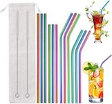 AOMZKOL 12-Pack Rainbow Metal Straw