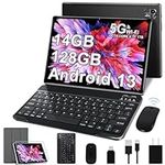 2024 Tablet 10 inch Android 13 Tablets with Octa-Core 2.0 GHz, 14GB RAM 128GB ROM TF 1TB, 5+8MP Camera, 8000mAh, 5G WiFi, Bluetooth 5.0, FACETEL HD Screen Tablet with Keyboard Mouse - Black