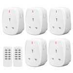 HBN Wireless Remote Control Plug Sockets, 13A/3120W Remote Control Outlet Sockets for Lamp,Wireless Remote Light Switch with 30m/100ft Operating Range,5 Pack Sockets and 2 Remote