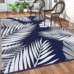 GENIMO Outdoor Rug Waterproof for Patios Clearance, Reversible Outdoor Plastic Straw Camping Rug Carpet, Large Area Rugs Mats for RV, Camper, Deck, Balcony, Porch, Backyard, Beach, Picnic. Leaf