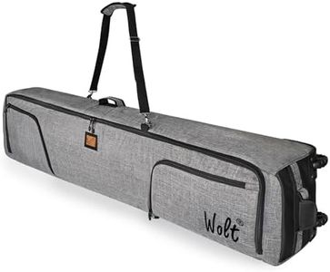 WOLT Rolling Ski Bag - Padded Snowboard Bag with Wheels for Air Travel, Fit to Double Pairs of Skis up to 190cm (Grey)