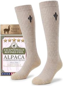Heat equation Alpaca Compression Socks for Men & Women, 15-20 mmHg Knee High Graduated Circulation Support, Moisture Wicking L/XL Light Beige
