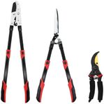 YRTSH 3-Piece Garden Tool Set, Loppers, Hedge Clippers, Pruning Shears with Telescopic Aluminum Handle, Effortless Heavy-Duty Branch Cutter, Garden Shears Gardening Tools for Branches,Shrubs & Hedges