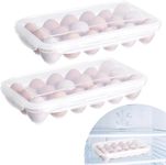 2 Pack Egg Holder, Fridge Storage Containers, Egg Storage for Kitchen Fridge Organisers, Clear Airtight Egg Boxes Keep Eggs Fresh, Egg Dispenser for Fridge with Lids Fits 18 * 2 Eggs(36 Eggs)