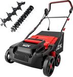 MZK 38 cm 2-in-1 Electric Lawn Scarifier and Aerator with 5-Position Adjustable Depth, 45L Thatch Collection Bag, Lightweight and Foldable Design, Keep Your Lawn Healthy