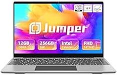 jumper Laptop, 12GB DDR4 256GB SSD Laptops, 14" Intel Celeron Processor computer, 1920x1080 FHD IPS Screen, Mini HDMI x 1,2xUSB, 2.4/5G WiFi, Bluetooth 4.0, Dark Gray, UK Keyboard film.