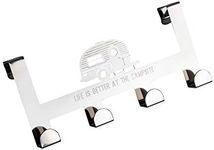 Camco Life is Better at The Campsite Over The Door Hooks & Towel Hanger - Convenient to Use and Fits Up to 1-1/2-Inch Thick Standard Interior Doors (53388)