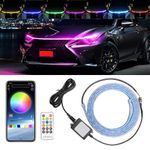 GH GENERIC HUB Universal Car Hood LED Strip Lights Multicolor 59 inches Flexible Daytime Running Light with App & Remote Control Waterproof Exterior Decorative Atmosphere Light for Cars, SUVs, Trucks