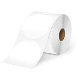 MUNBYN 76x76mm White Circle Thermal Sticker Labels, Self-Adhesive Round Inventory Labels, Multi-Purpose Roll Thermal Stickers for Business-500 Labels/1 Roll