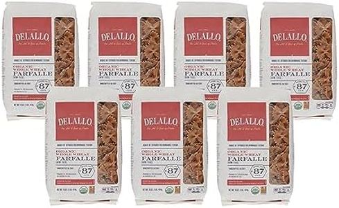 DeLallo Whole Wheat Farfalle Bowtie Pasta, 1 Pound Bag, 7 Pack, Butterfly Shape Noodles, 100% Organic, Imported from Italy, Made with Whole Durum Wheat