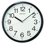 Seiko Elegant Round Black Plastic Analog Home Decor Wall Clock with Sweep Movement (Size: 29 x 4 x 29 CM | Weight: 660 grm | Color: Black)