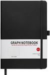 HIJYOO A5 Graph Paper Notebook, Squared Notebook 200 Pages A5 Hardback Notebook with Pen Loop, and Inner Pocket, for Office School Home Business Writing & Note Taking (Black)