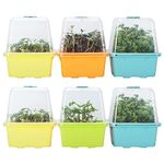 6 Pcs Microgreen Growing Tray with Lid, Sprouting Tray with Humidity Dome, Reusable BPA Free Seed Sprouter Kit for Growing Broccoli, Bean Sprouts, Cat Grass, Wheat Grass & More- Colorful Base