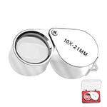 CUNTAUK Jewellers Loupe Magnifying Glass, 10X Handheld Magnifier Jewelers Loupes Magnifying Glasses with Case Applied to Science Reading Books Newspaper Insects Hobby Observation (10X)