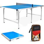 PRO-SPIN Midsize Ping Pong Table | Foldable Indoor Outdoor Table | 100% Pre-Assembled | Includes 4 Ping Pong Paddles, 8 Ping Pong Balls, Net, Table Cover | Table Tennis Set for Small Spaces, Fun Games