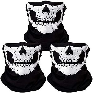 ZKSM 3 PCS Skull Mask Breathable Skull Face Masks Black Seamless Skull Balaclava Mask for Motorcycle Bike Hiking Ski Halloween Outdoor Riding