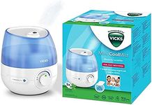 Vicks Mini Cool Mist Ultrasonic Humidifier (Compact, Quiet, for Better Sleep, Cough and Cold, Comfort, Essential Oils, Humidity, Rooms up to 15m2) VUL525