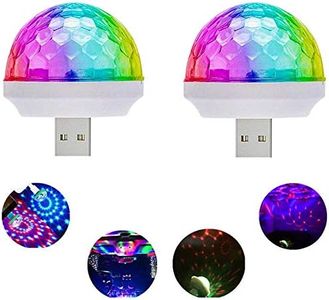 USB Mini Voice-Activated Magic Ball Light, Disco Ball Light, Mini Portable Strobe Light, LED Car USB Atmosphere Light, Suitable for Christmas/Halloween/Home Interior Decoration, Etc. White(2 pcs)