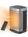 Dreo Space Heater for Bedroom, 1500W Portable Electric Room Heater with Thermostat, Remote Control, LED Display, Overheating & Tip-Over Protection, 12H Timer, 70° Oscillating Heaters for Indoor Use