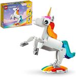 LEGO® Creator Magical Unicorn 31140 Building Toy Set; Features Unicorn, Seahorse and Peacock Models; Mythical Creatures for Kids Aged 7+ Who Love Building and Imaginative Play