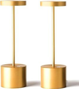 2 Pack Cordless Table Lamps Rechargeable,5000mAh Battery Operated LED Table Light,3 Level Stepless Dimmable,Portable Modern Small Desk Lamp,for Party Patio Dining Restaurant Outdoor (2Pack-Gold)