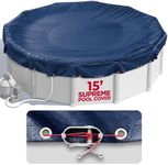 15 ft Round Pool Cover for Above Ground Pools, Above Ground Pool Cover, Swimming Pool Cover, Winter Pool Cover, Keeps Out Debris, Cold and UV Resistant, Supreme Mesh, Navy Blue