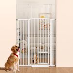 71" Extra Tall Cat Gate 29.5-46 Wide Cat gate for Doorway Safety Pet Gate with Cat Doors NO Drilling Pressure Mount Kit for Cats and Dogs Indoor Doorways liveing Room Bedroom-White