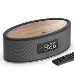 KEiiD Bluetooth Clock Radio Speaker Compact with LED Clock Dual Alarms, FM Radio, Sound Machine, USB, AUX, Aesthetic Style with Great Sound Performance, Auto Dimmer, Sleep Timer