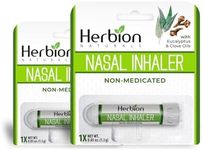 Herbion Naturals Nasal Inhaler Non-Medicated, 0.05 Fl Oz (1.5ml) - Relieves Nasal Congestion & Blockage, Sinusitis & Allergic Conditions - Pack of 2