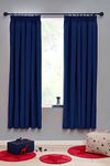 RAYYAN LINEN Thermal Pencil Pleat Blackout Tape Top Pair of Curtains With Free Tiebacks (66" X 54", Royal Blue)