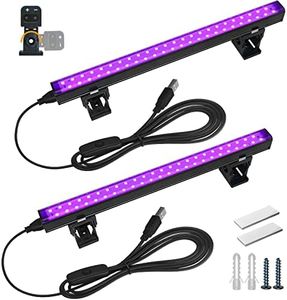 Barrina LED UV Light, USB Adjustable Party Lights Bar, 1FT 10W, Portable Black Light for Fluorescent Poster Glow Party Body Paint, Rave Party, Halloween Decorations, 2 Packs