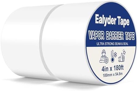 Ealyder Tape 2 Rolls - 4 Inch x 180 FT Vapor Barrier Tape, White Polyethylene Tape, Heavy Duty Vapor Barrier Waterproofing for Repair, Crawl Spaces, Moisture Barriers, Insulation & Underlayment Seams