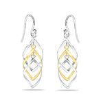 Amazon Brand - Nora Nico 925 Sterling Silver Jewelry Two-Tone Liner Drop Dangle Earrings for Women -BIS Hallmarked