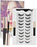 Rantizon 10 Paires Mangetic Lashes Natural Look with Magnetic Eyeliner, Reusable Magnetic Eyelashes with Eyeliner Eye Lashes Easy to Wear No Glue