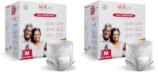 AGEasy (Max Group) Unisex Adult Diaper Pants with Wetness Indicator | Odour Lock & Anti-Bacterial | Skin Friendly Pant Style Diapers for Easier Wearing & Removal | Pack of 2 (10 Count) (M)
