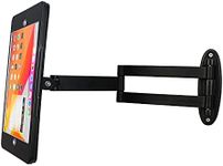 WeSTRUGGLE Tablet Wall Mount Bracket with fold for iPad 10.2-Inch (9th,8th,7th Gen.), Extend Adjustable Arm Swivel with Anti Theft Security Lock and Key, Multi Angle, Rotate Design,Metal (Black)