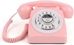 MCHEETA Corded Phone, Roary Phone for Landline, Retro Analog Phone with Redial Function, for Home Office Hotel School, Old Fashin Style (Pink)