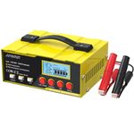 AUTOUTLET Versatile 12V/24V Battery Charger and Maintainer with Smart LCD Display, 12A Automotive Battery Charger for Lead Acid, Lithium Batteries, LifePO4, AGM