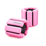 HEAD Ankle Weights and Wrist Weights (0.5 Kg each) | Adjustable Weights (2 x 1.1 Lbs) | Leg Weights For Home Gym | Wrist Wraps for Yoga, Pilates, Cardio | Hand Grip & Wrist Support Fitness Band - Pink