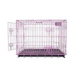 Bestie Foldable Strong Metal Wire Dog/Cats/Rabbits Cage/Crate/Carrier/Kennel with Tray, Double Door, 24 Inch for Shih Tzu & Other Small Dogs, Pink