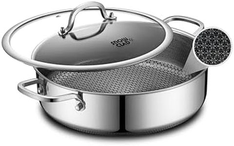 Saute Pan,Hybrid Non Stick 6.5 Quart Everyday Braiser pan,Chicken Fryer, PFOA Free Cookware,12.5 inch Deep Frying Pans with Lid,Dishwasher and Oven Safe,Works on Induction,Ceramic and Gas Cooktops
