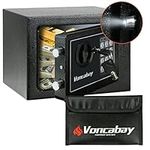 Voncabay Money Safe Box for Home with Sensor Light & Fireproof Money Bag for Cash Safe, Security Safe Box for Money Safe with Keys & Pass Code, Lock Box Fireproof Safe with Digital Keypad