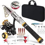 CastWisp Premium Telescopic Fishing Rod and Reel Combo Set Carbon Fiber Spinning Pole with Lures, Hooks, and Carry Bag Perfect for Saltwater Freshwater Fishing, Travel Friendly Kit for Anglers