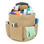 IVODEELA Cleaning Caddy with Handle,Cleaning Caddy Organiser,Multi Pocket Large Cleaning Caddy Bag,Easy To Clean and Carry Cleaning Products Organiser,Cleaning Organiser,Khaki