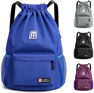 Sarsumir Mochila Cuerdas para Mujer Hombre, Impermeable Bolsa de Cuerdas Gran Capacidad Mochila Deportiva para Compras Yoga Deporte Viajes, Azul
