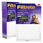 Filtrete 16x24x1 Furnace Filter, MPR 1500, MERV 12, Clean Living Basic Dust 3-Month Pleated 1-Inch Air Filters, 6 Filters