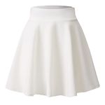 Hoerev Women Girls Flared Casual Mini School Tennis Skater Casual Dancing Skirt White