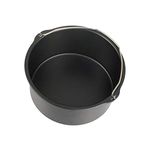 Air Fryer Cake Barrel Tin, Non-Stick Baking Pan Air Fryer Tray DIY Sturdy Steel Pizza Pan Cake Barrel With Handle Bread Cake Basket Air Fryer Accessories