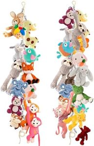 2pcs Stuffed Animal Storage Chain - Boho Stuffed Animal Hammock with 40pcs Metal Clips, Stuff Animal Organizer Hanging Storage for Kids Bedroom Wall Door Display